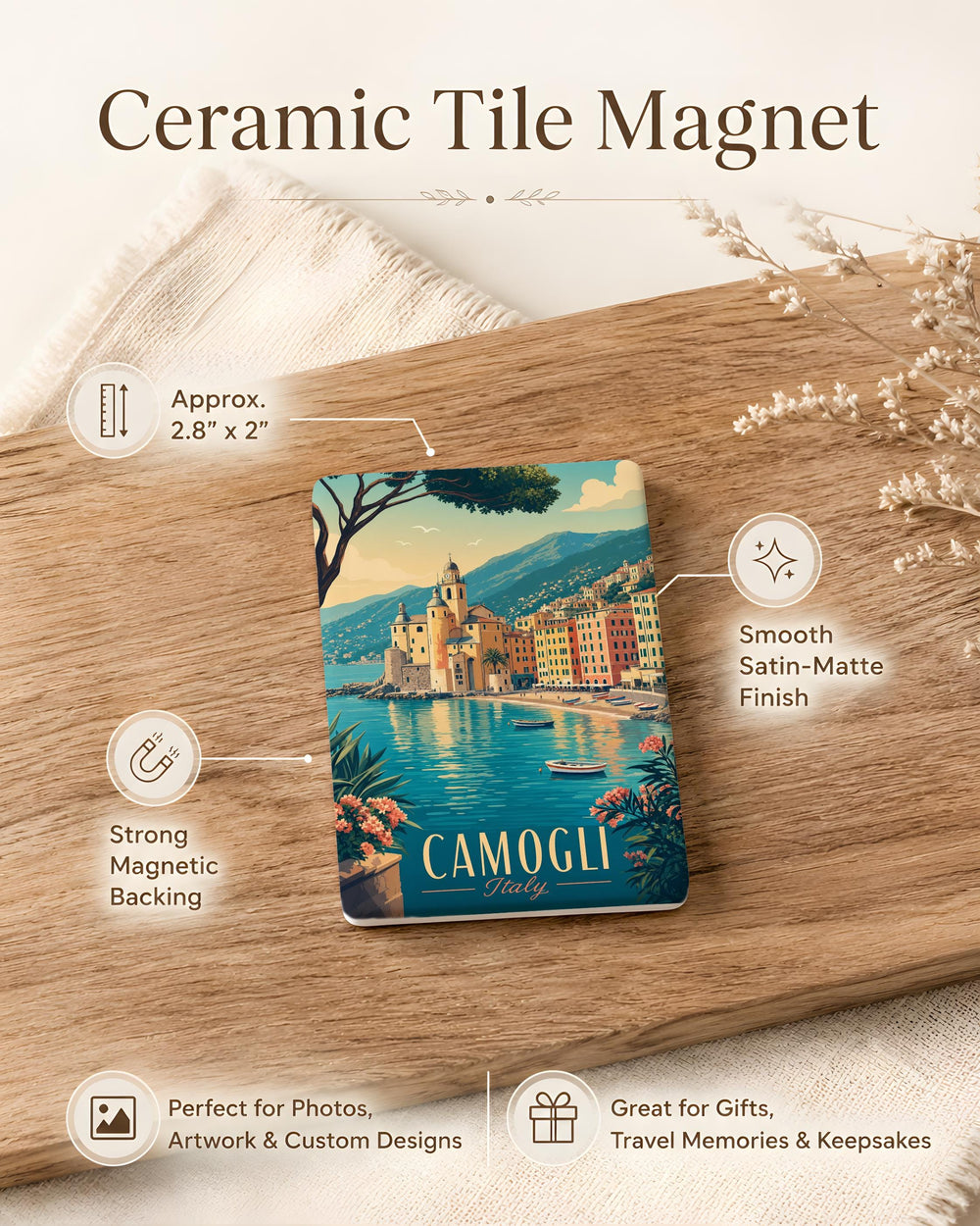 Camogli Italy Fridge Magnet, Camogli Ligurian Coastal Village Souvenir, Italian Riviera Travel Gift, Camogli Harbor Magnet