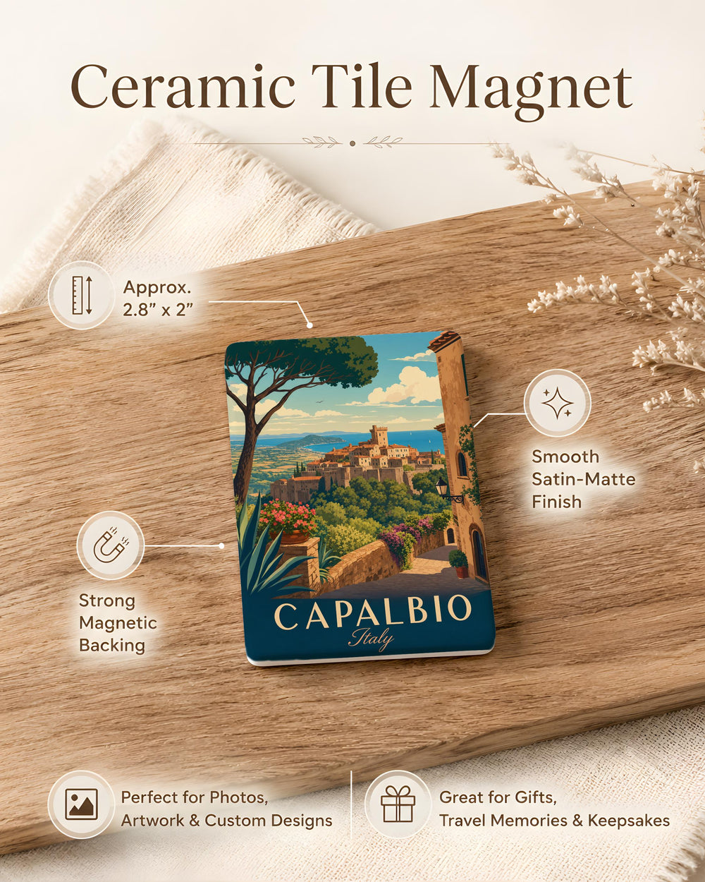 Capalbio Italy Fridge Magnet, Capalbio Travel Souvenir, Tuscany Italy Landmark Magnet, Italian Village Vacation Keepsake Gift