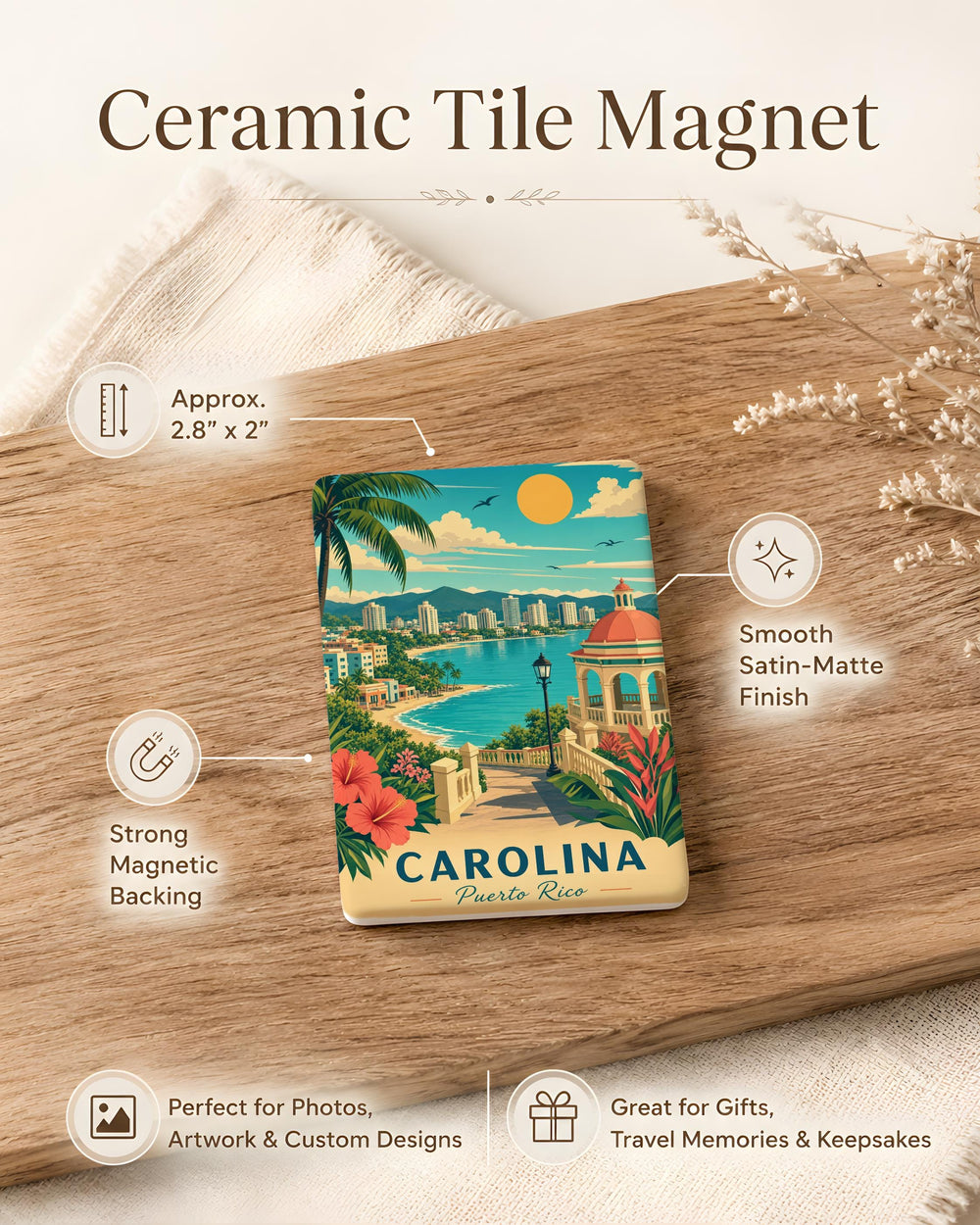 Carolina Puerto Rico Fridge Magnet, Carolina PR Souvenir Magnet, Puerto Rico Travel Gift, Caribbean Island Keepsake Magnet
