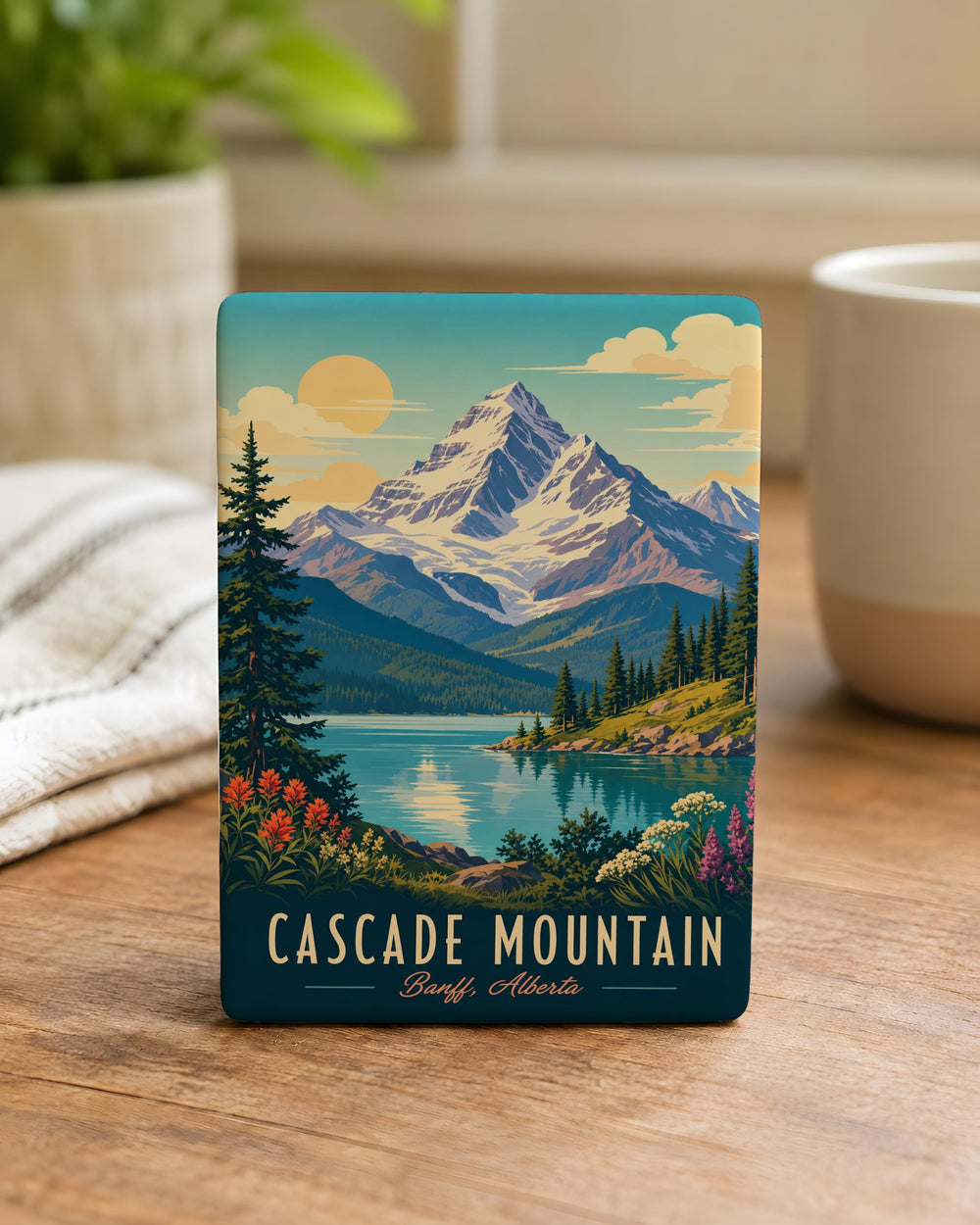 Cascade Mountain Fridge Magnet, Mountain Peak Landscape Souvenir, Hiking Adventure Nature Decor Magnet