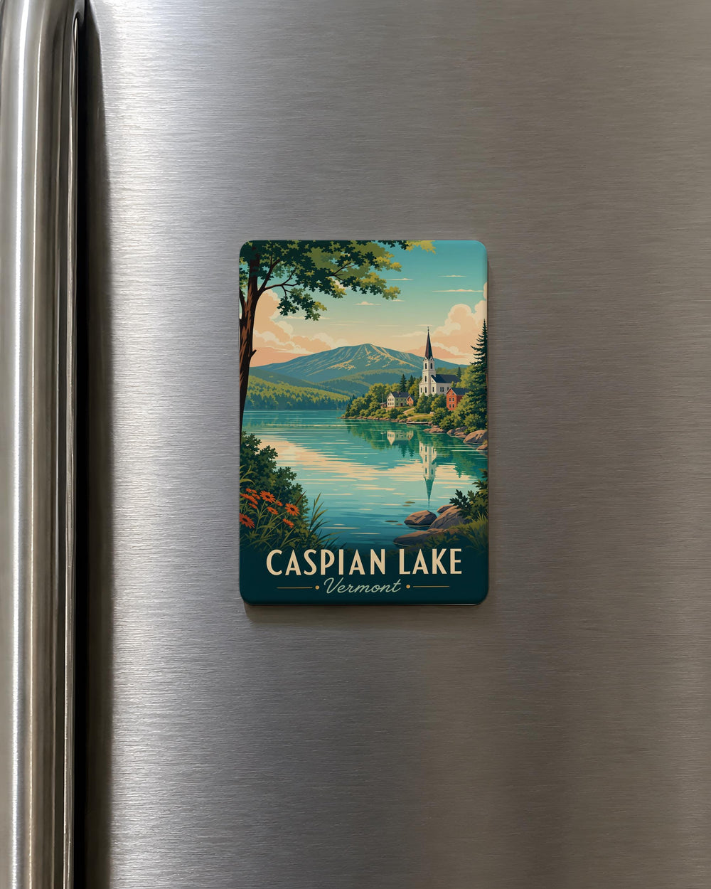 Caspian Lake Vermont Fridge Magnet, Vermont Lake Souvenir Magnet, Caspian Lake Travel Gift, Vermont Vacation Keepsake Magnet