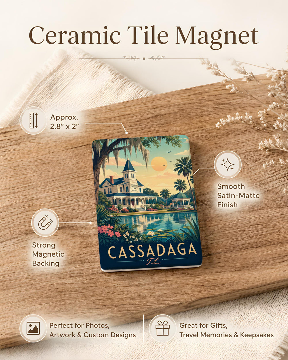 Cassadaga Florida Fridge Magnet, Cassadaga FL Souvenir Magnet, Florida Travel Gift, Small Town Keepsake Magnet