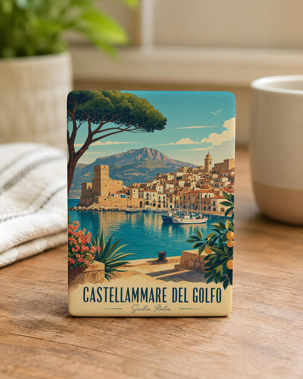 Castellammare del Golfo Fridge Magnet, Sicily Italy Travel Souvenir, Coastal Harbor Town Landmark Magnet, Italian Vacation Gift