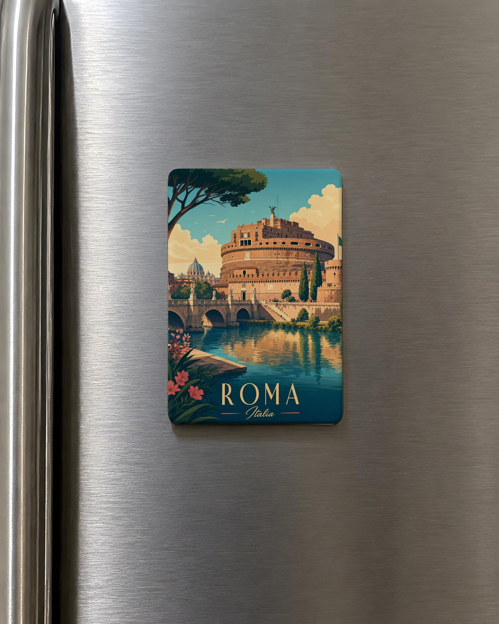 Castel Sant'Angelo Fridge Magnet, Rome Italy Souvenir Magnet, Tiber River Landmark Travel Gift, Vatican City Trip Keepsake