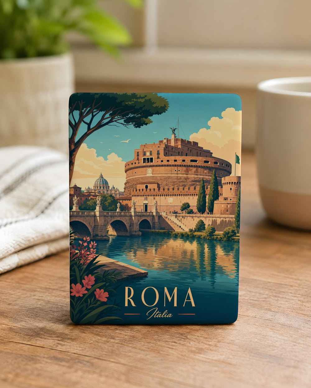 Castel Sant'Angelo Fridge Magnet, Rome Italy Souvenir Magnet, Tiber River Landmark Travel Gift, Vatican City Trip Keepsake