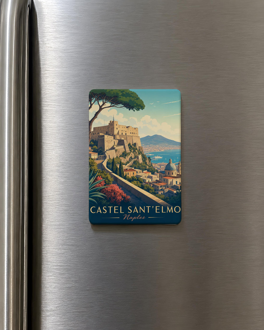 Castel Sant’Elmo Naples Fridge Magnet, Italy Travel Souvenir, Naples Landmark Keepsake, Castle View Magnet, Napoli Gift