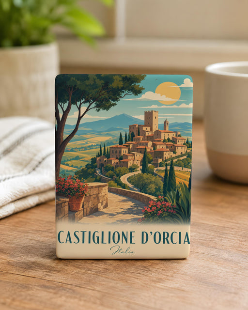Castiglione d’Orcia Fridge Magnet, Tuscany Italy Village Landscape Souvenir, Val d’Orcia Travel Gift, Italian Countryside Decor