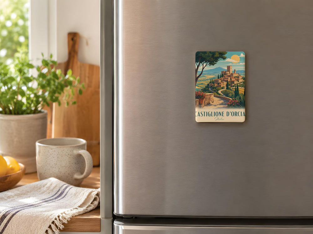 Castiglione d’Orcia Fridge Magnet, Tuscany Italy Village Landscape Souvenir, Val d’Orcia Travel Gift, Italian Countryside Decor