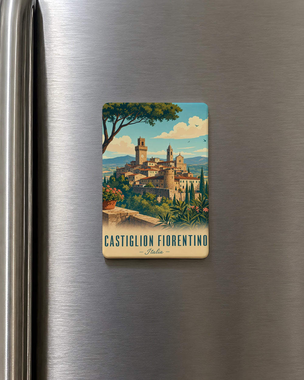 Castiglion Fiorentino Italy Fridge Magnet, Tuscany Travel Souvenir Magnet, Italian Town Landmark Keepsake Magnet
