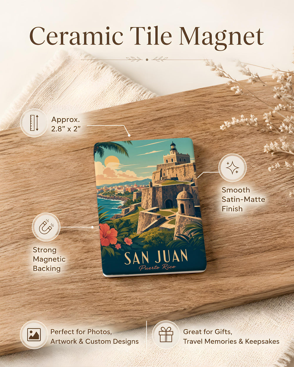 Castillo San Cristobal Fridge Magnet, San Juan Puerto Rico Fort Landmark Souvenir Magnet, Historic Castle Travel Keepsake