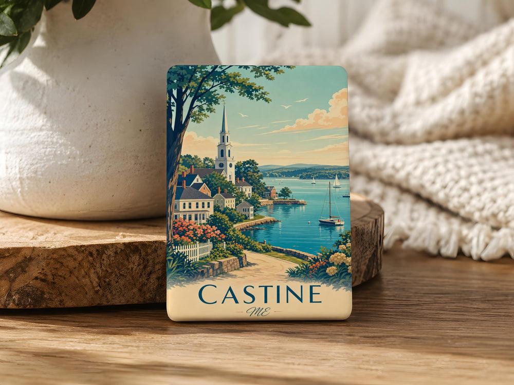 Castine Maine Fridge Magnet, Coastal New England Town Souvenir Magnet, Castine ME Travel Keepsake Refrigerator Magnet