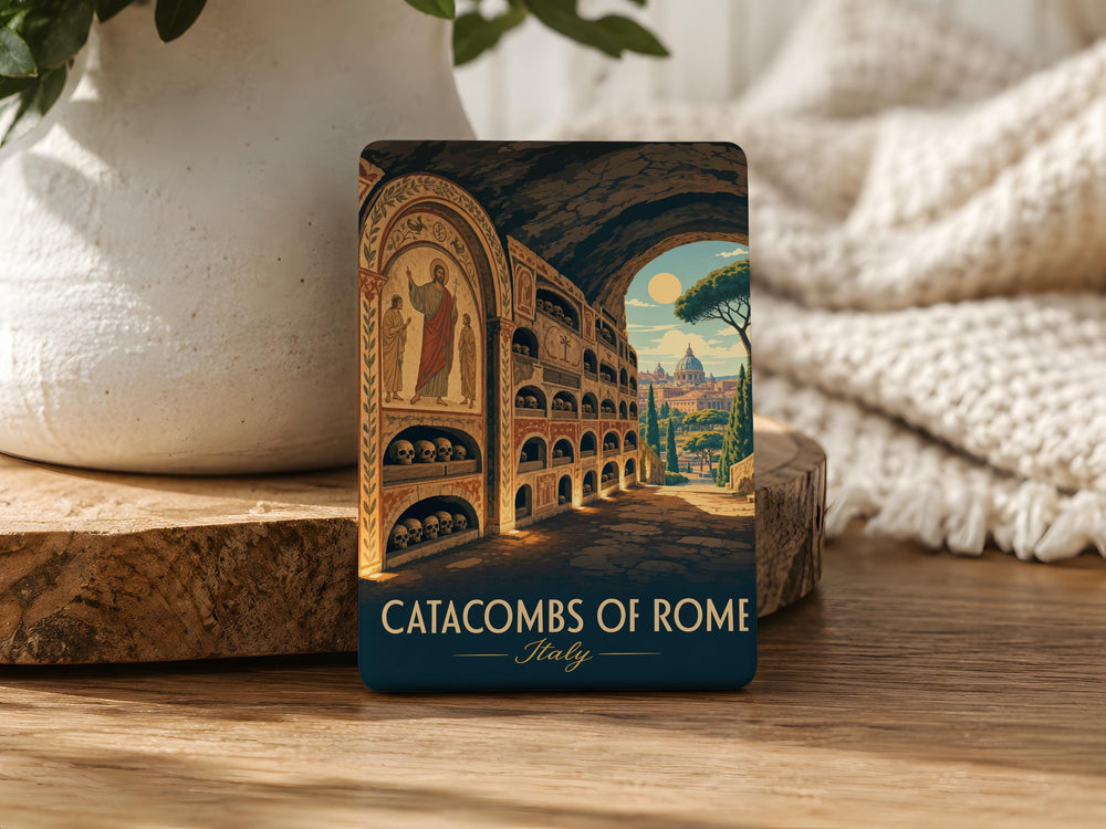 Catacombs of Rome Fridge Magnet, Underground Burial Tunnels, Ancient Roman Crypts & Passageways Souvenir Magnet