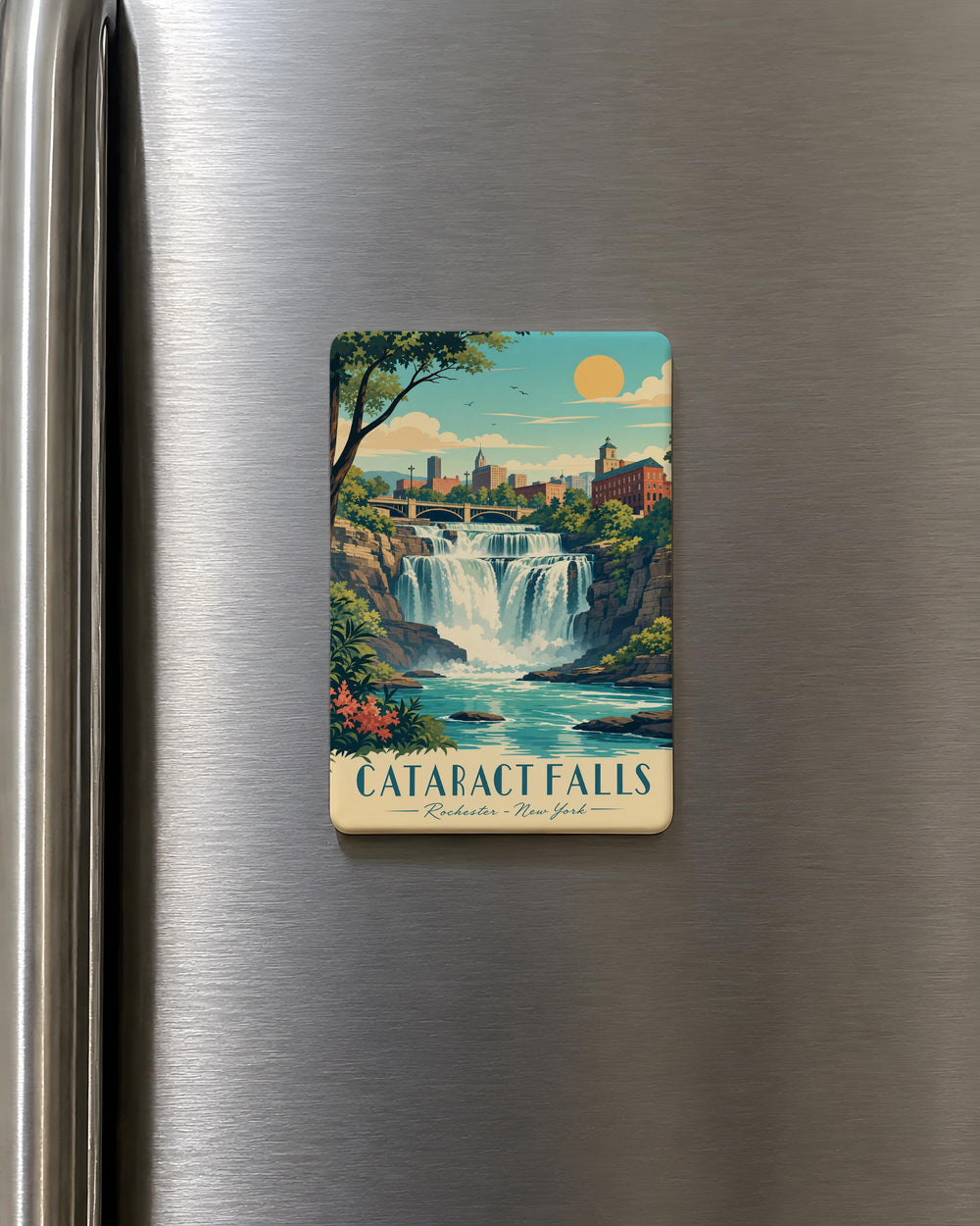 Cataract Falls Fridge Magnet, Waterfall Nature Scene Souvenir Magnet, Indiana State Park Travel Keepsake Magnet