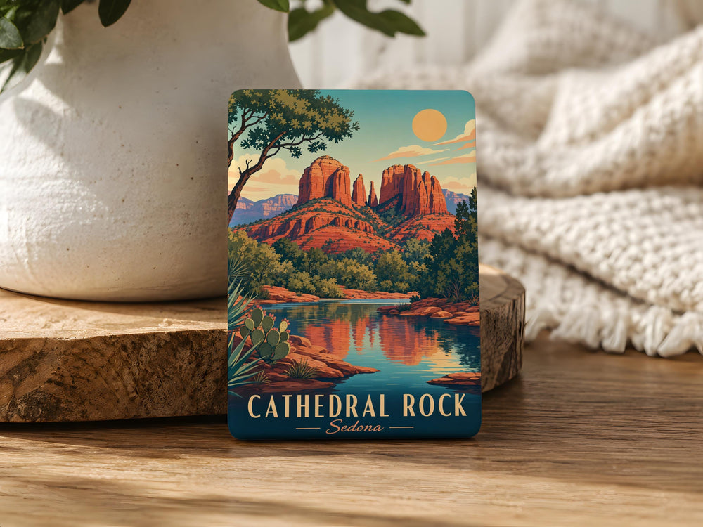 Cathedral Rock Sedona Arizona Fridge Magnet, Red Rock Landmark Souvenir Magnet, Desert Southwest Travel Gift