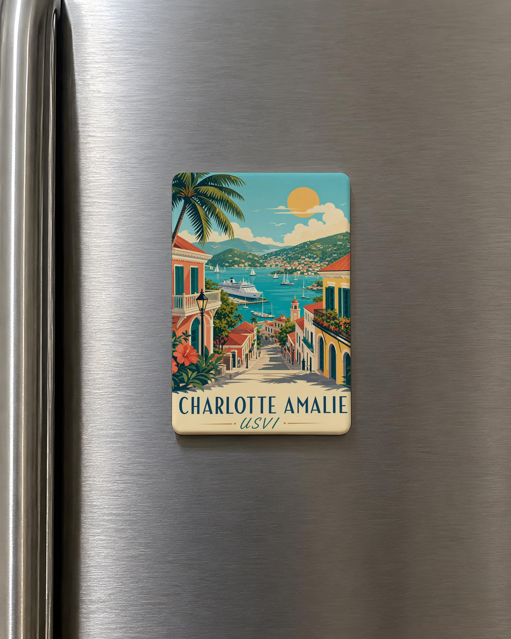 Charlotte Amalie USVI Fridge Magnet, St Thomas Virgin Islands Souvenir Magnet, Caribbean Travel Gift, Island Vacation Keepsake