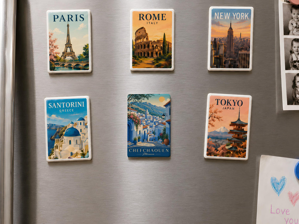 Chefchaouen Morocco Fridge Magnet, Blue City Medina Alley Travel Souvenir, Moroccan Mountain Town Keepsake Magnet