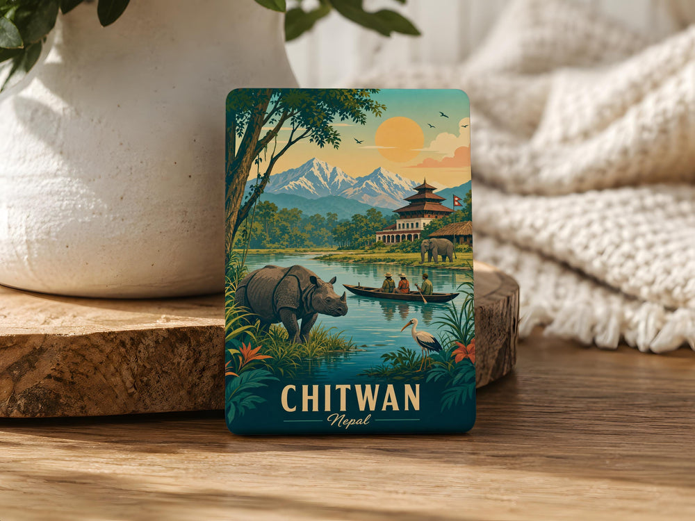 Chitwan Nepal Fridge Magnet, Chitwan National Park Souvenir Magnet, Nepal Travel Keepsake, Chitwan Gift