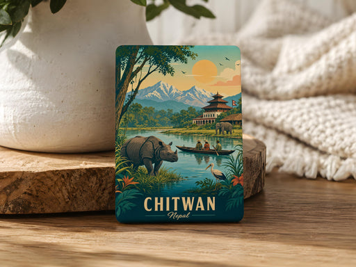 Chitwan Nepal Fridge Magnet, Chitwan National Park Souvenir Magnet, Nepal Travel Keepsake, Chitwan Gift