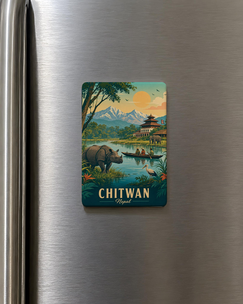 Chitwan Nepal Fridge Magnet, Chitwan National Park Souvenir Magnet, Nepal Travel Keepsake, Chitwan Gift