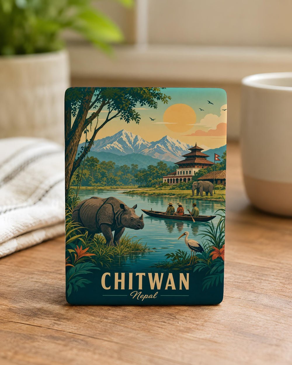 Chitwan Nepal Fridge Magnet, Chitwan National Park Souvenir Magnet, Nepal Travel Keepsake, Chitwan Gift