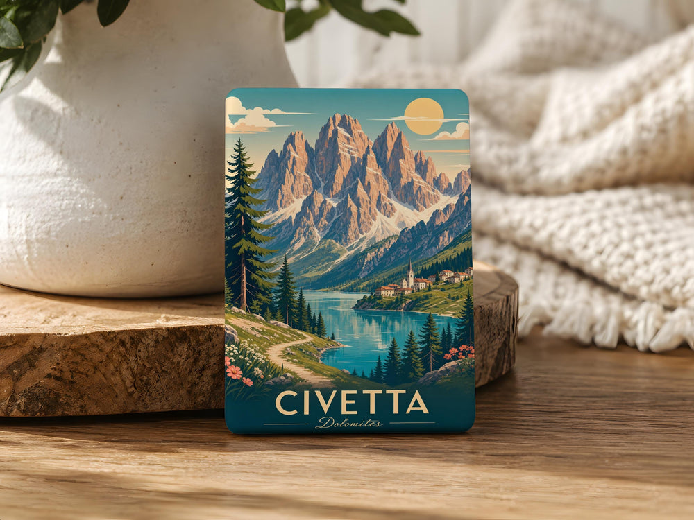 Civetta Dolomites Fridge Magnet, Civetta Mountain Peak Souvenir, Italian Alps Travel Gift, Dolomiti Landmark Magnet