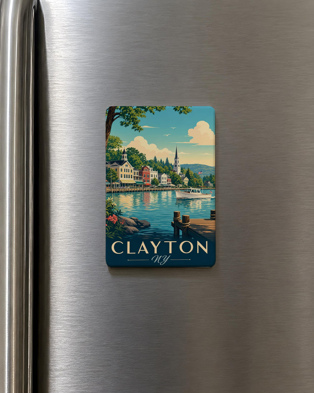 Clayton NY Fridge Magnet, Clayton New York Souvenir Magnet, Thousand Islands Travel Keepsake Magnet, Upstate NY Gift