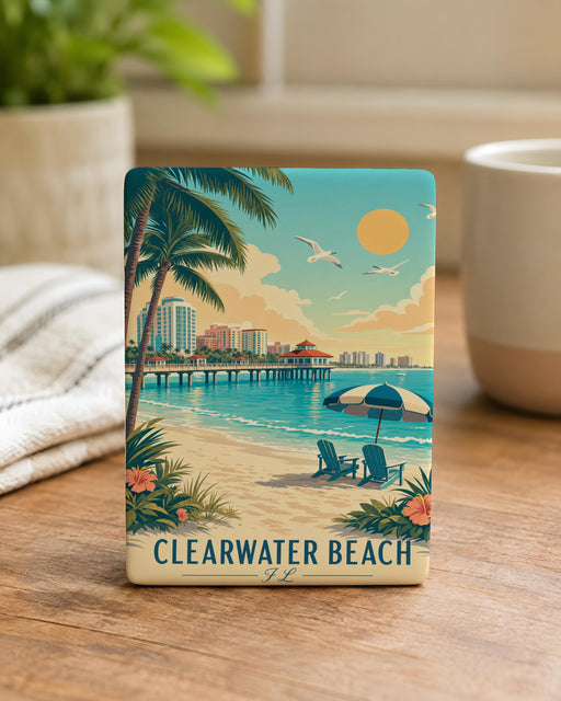 Clearwater Beach FL Fridge Magnet, Florida Beach Souvenir Magnet, Coastal Vacation Travel Gift, Clearwater Florida Keepsake