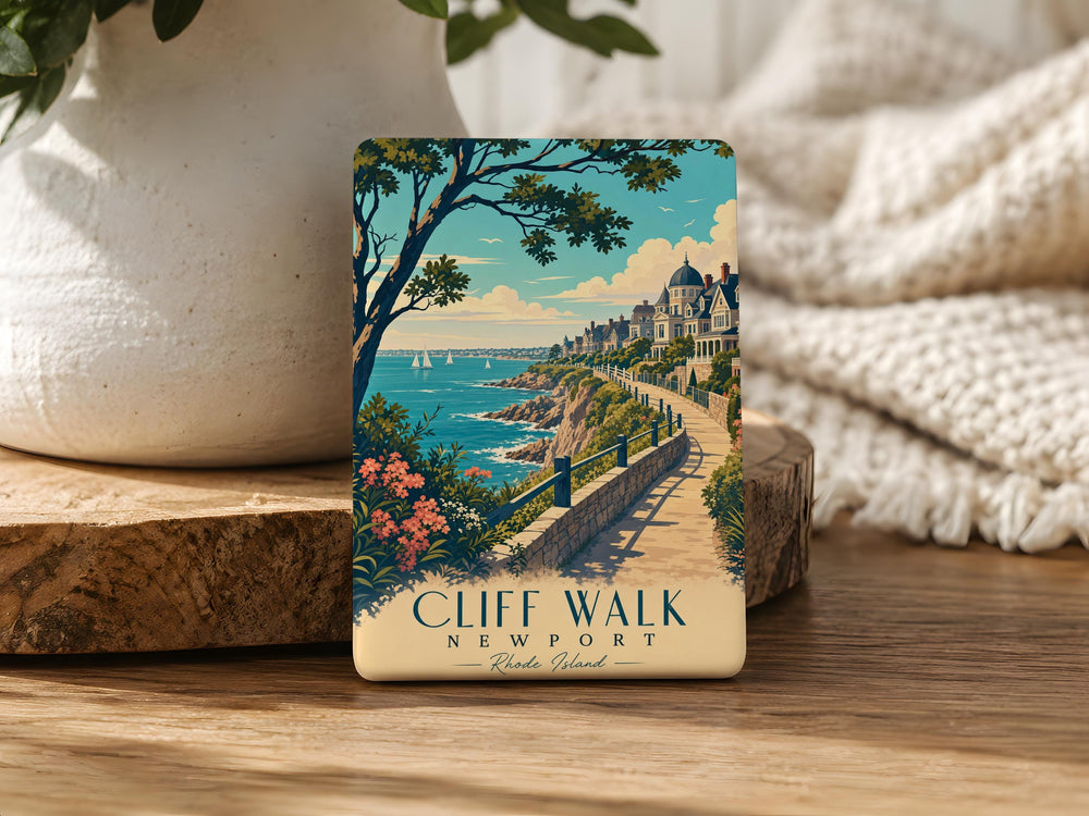 Cliff Walk Newport Fridge Magnet, Newport Rhode Island Coastal Walkway, Oceanfront Scenic Souvenir Magnet, New England Travel Gift