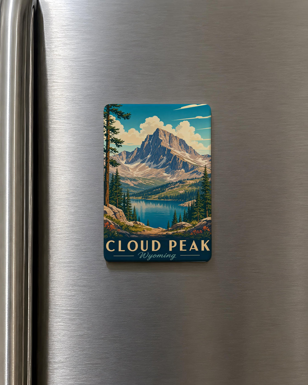Cloud Peak Wyoming Fridge Magnet, Cloud Peak Mountain Souvenir Magnet, Bighorn Mountains Wyoming Travel Magnet, USA Landmark Magnet