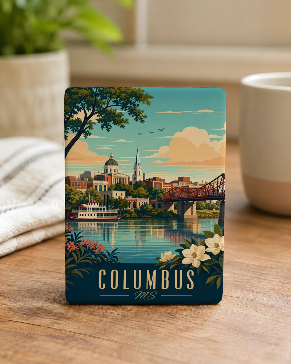 Columbus MS Fridge Magnet, Columbus Mississippi Souvenir Magnet, Columbus MS Travel Gift, Mississippi Landmark Keepsake Magnet