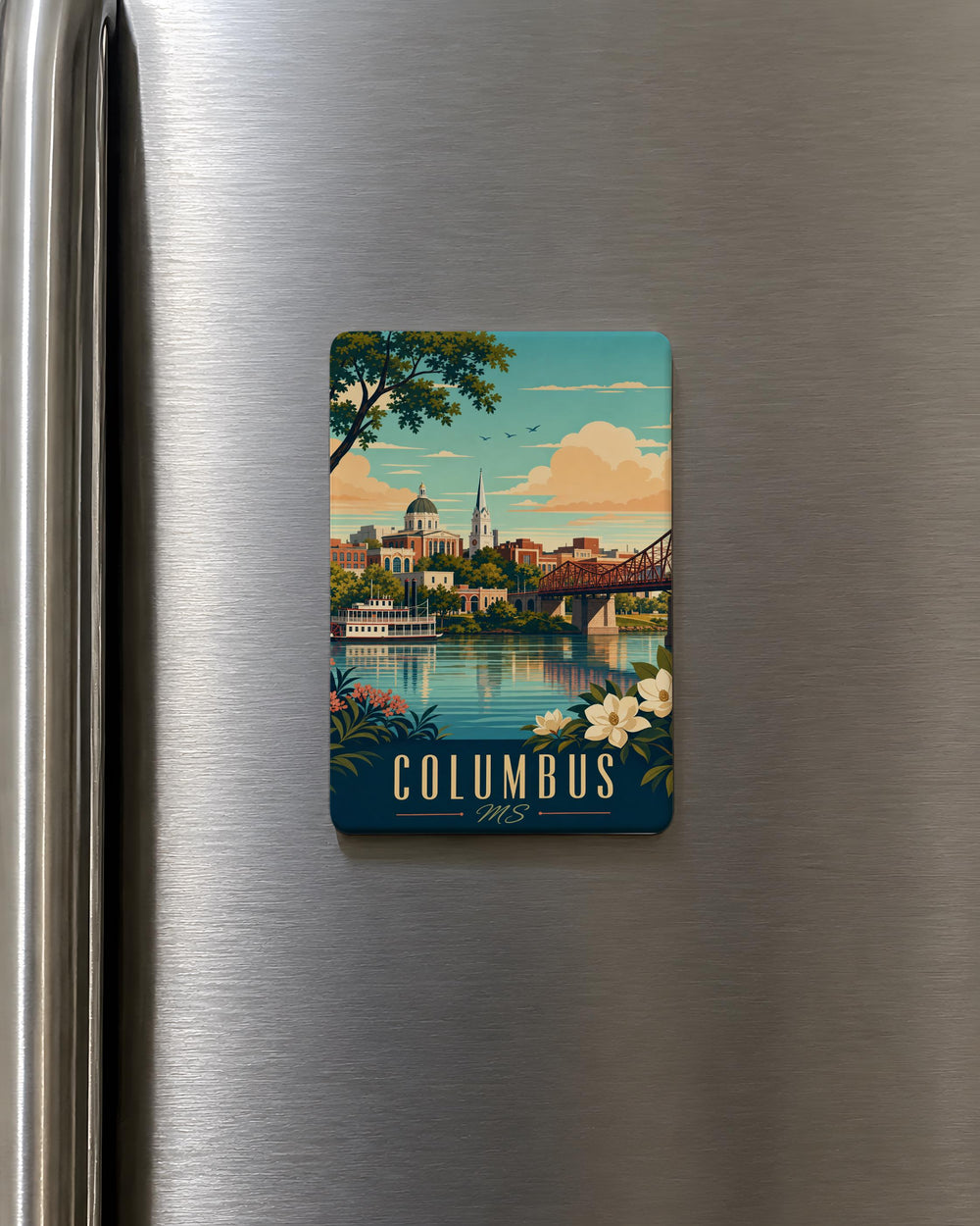 Columbus MS Fridge Magnet, Columbus Mississippi Souvenir Magnet, Columbus MS Travel Gift, Mississippi Landmark Keepsake Magnet