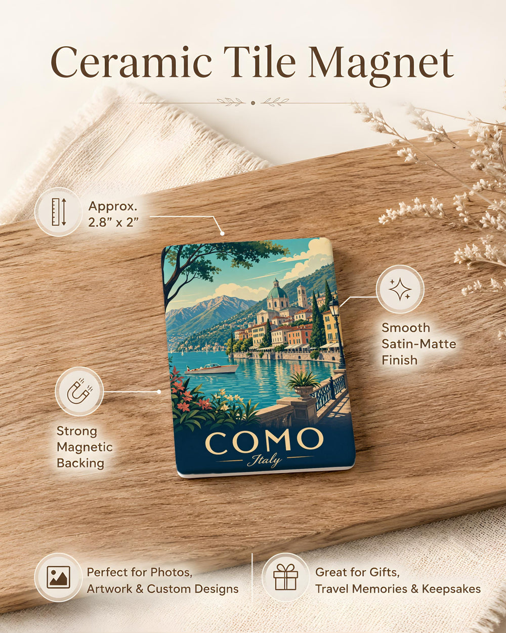 Como Italy Fridge Magnet, Lake Como Souvenir Magnet, Como City Travel Gift, Italy Vacation Keepsake, Italian Landmark Magnet