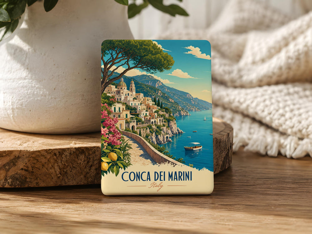 Conca dei Marini Fridge Magnet, Amalfi Coast Italy Travel Souvenir Magnet, Coastal Village Landmark Refrigerator Magnet