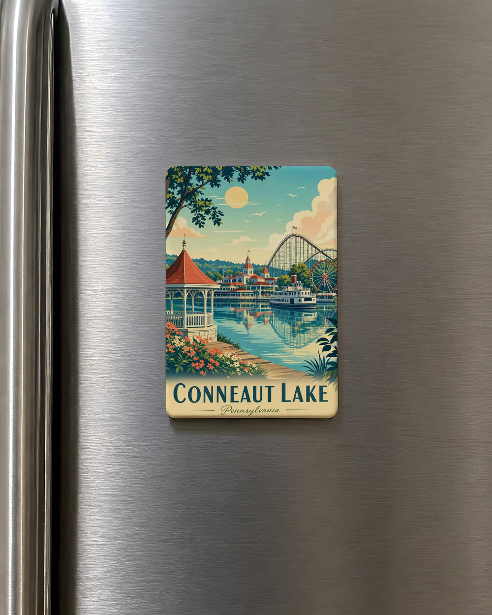 Conneaut Lake Fridge Magnet, Pennsylvania Lake Souvenir Magnet, Conneaut Lake Park Keepsake, Travel Gift Magnet