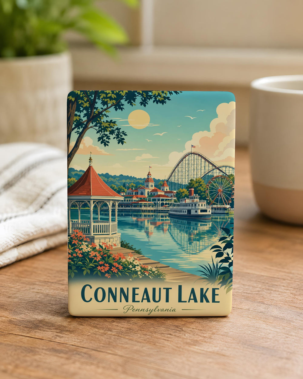 Conneaut Lake Fridge Magnet, Pennsylvania Lake Souvenir Magnet, Conneaut Lake Park Keepsake, Travel Gift Magnet