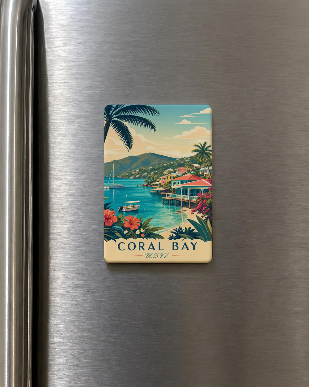 Coral Bay USVI Fridge Magnet, St John Virgin Islands Souvenir, Caribbean Travel Keepsake, Island Harbor Landmark Magnet