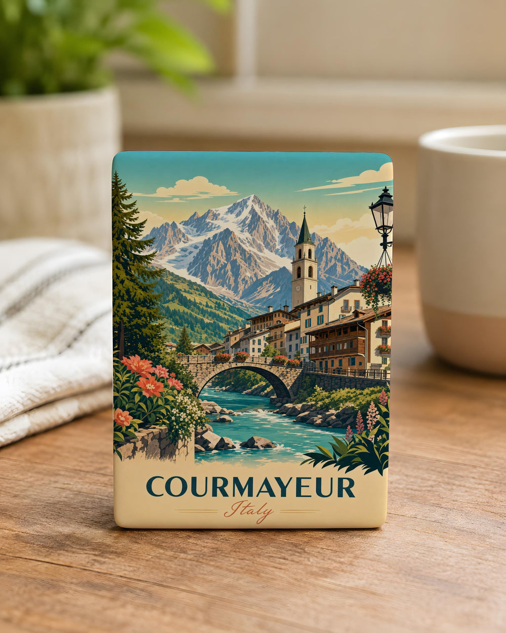 Courmayeur Italy Fridge Magnet, Courmayeur Travel Souvenir, Aosta Valley Mountain Town Magnet, Italy Alps Keepsake Magnet