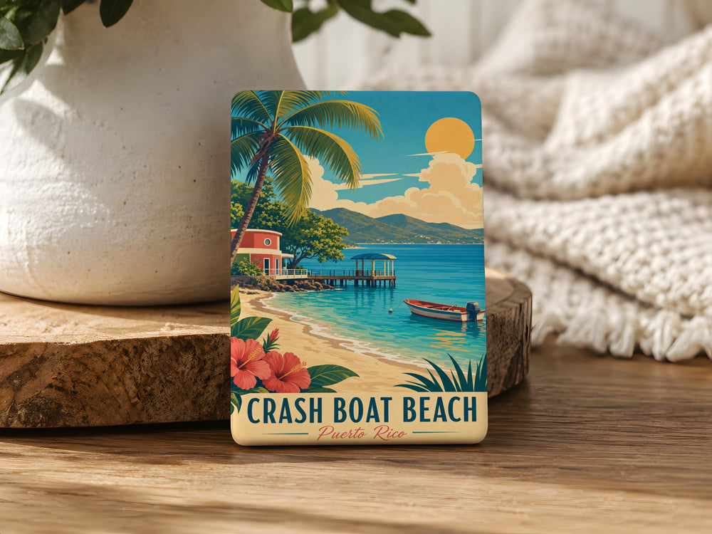 Crash Boat Beach Puerto Rico Fridge Magnet, Aguadilla PR Coastal Beach Souvenir Magnet, Caribbean Travel Keepsake Magnet