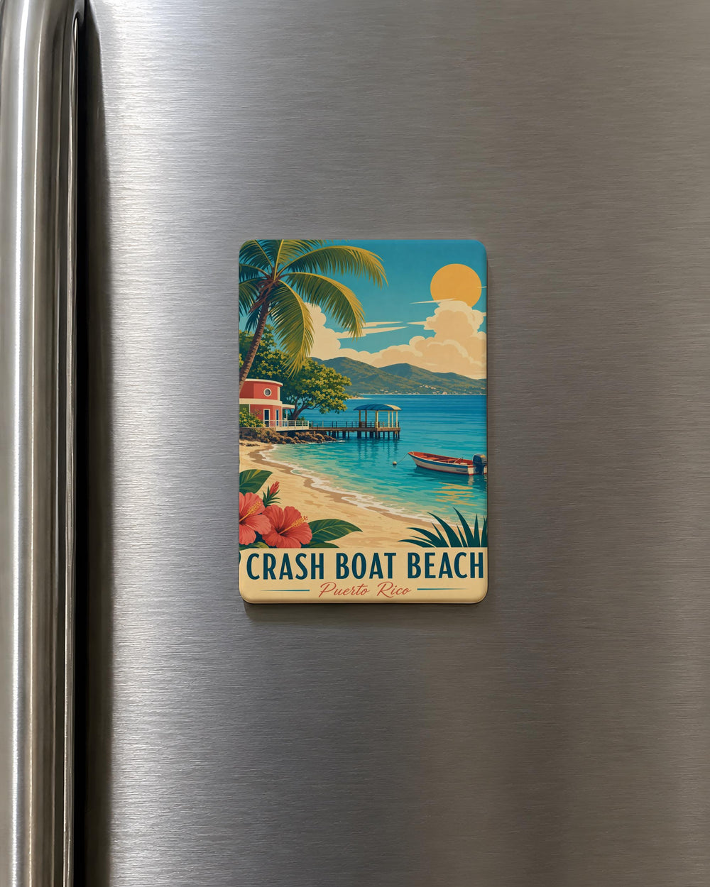 Crash Boat Beach Puerto Rico Fridge Magnet, Aguadilla PR Coastal Beach Souvenir Magnet, Caribbean Travel Keepsake Magnet