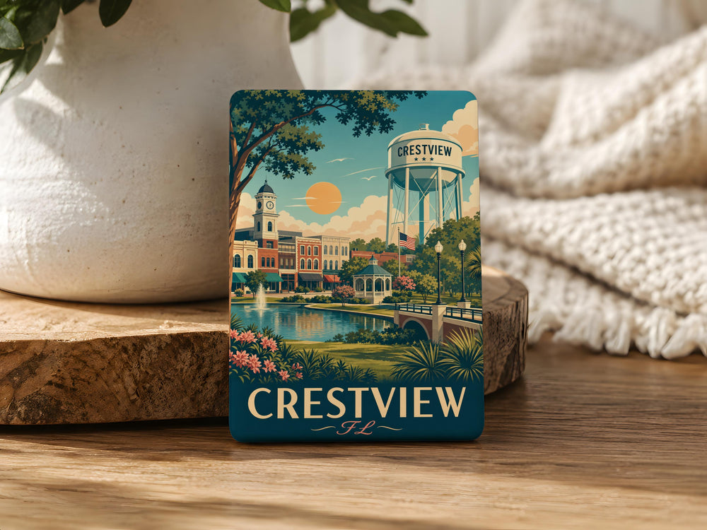 Crestview Florida Fridge Magnet, Crestview FL Souvenir Magnet, Okaloosa County Travel Keepsake, Florida Gift Magnet