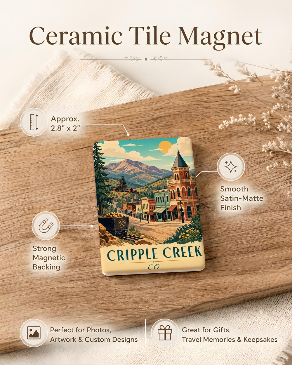 Cripple Creek Colorado Fridge Magnet, Cripple Creek CO Souvenir Magnet, Colorado Mountain Town Travel Gift, USA Landmark Magnet