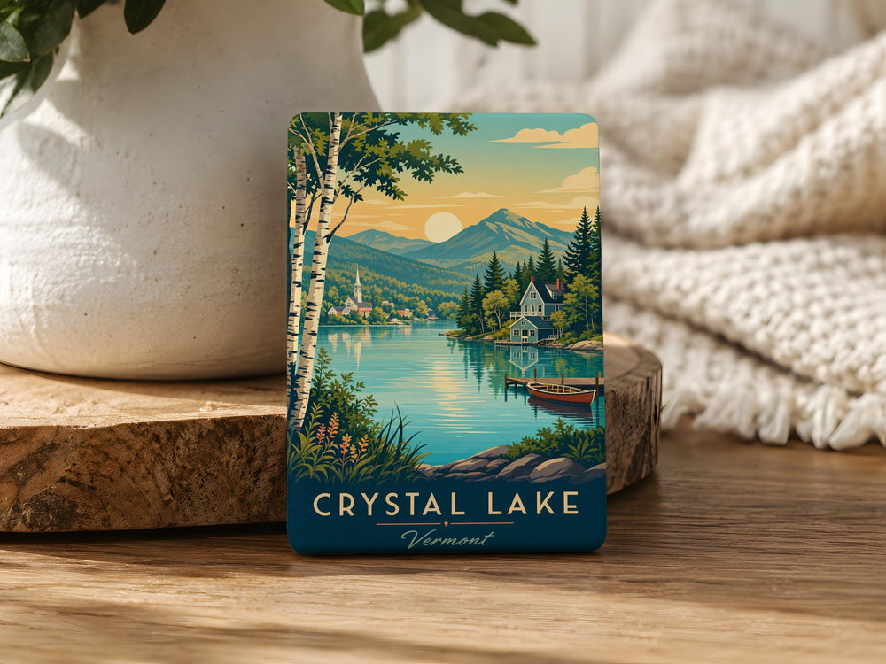 Crystal Lake Vermont Fridge Magnet, Crystal Lake VT Souvenir Magnet, Vermont Lake Travel Keepsake, New England Vacation Gift
