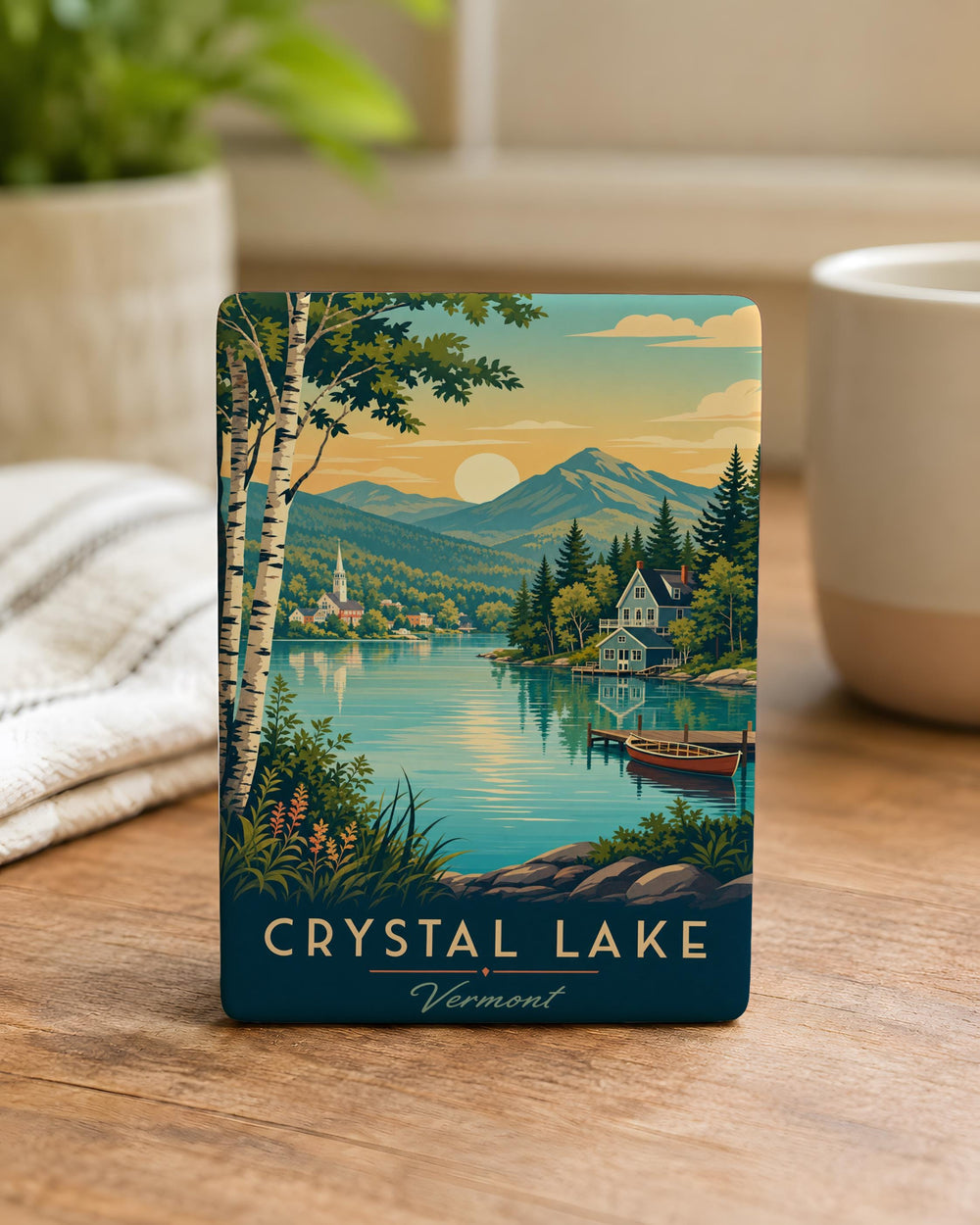 Crystal Lake Vermont Fridge Magnet, Crystal Lake VT Souvenir Magnet, Vermont Lake Travel Keepsake, New England Vacation Gift