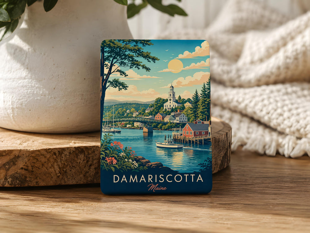 Damariscotta Maine Fridge Magnet, Damariscotta ME Souvenir Magnet, Maine Coastal Town Travel Gift, Damariscotta Keepsake