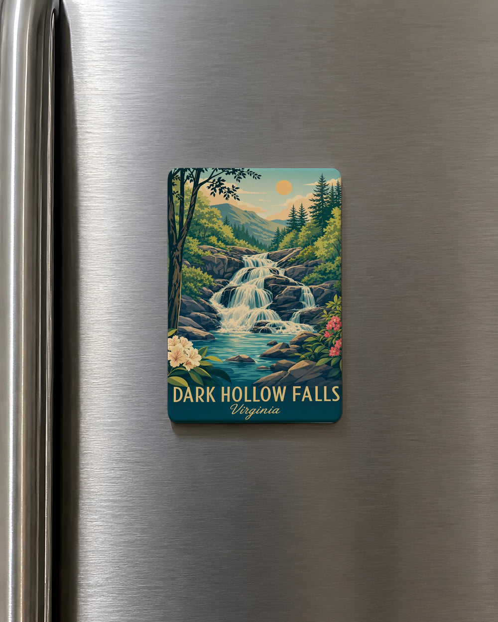 Dark Hollow Falls Fridge Magnet, Waterfall Forest Scene Souvenir Magnet, Nature Hiking Travel Gift, Cabin Lodge Decor Magnet