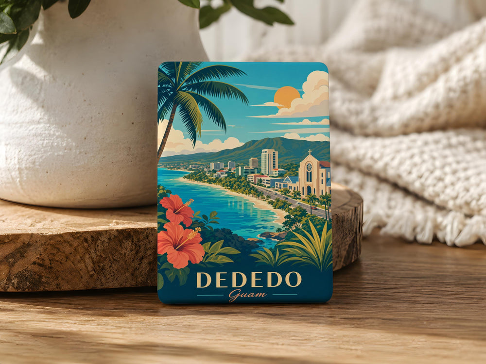 Dededo Guam Fridge Magnet, Two Lovers Point Guam Souvenir Magnet, Tumon Bay Landmark Travel Keepsake Magnet