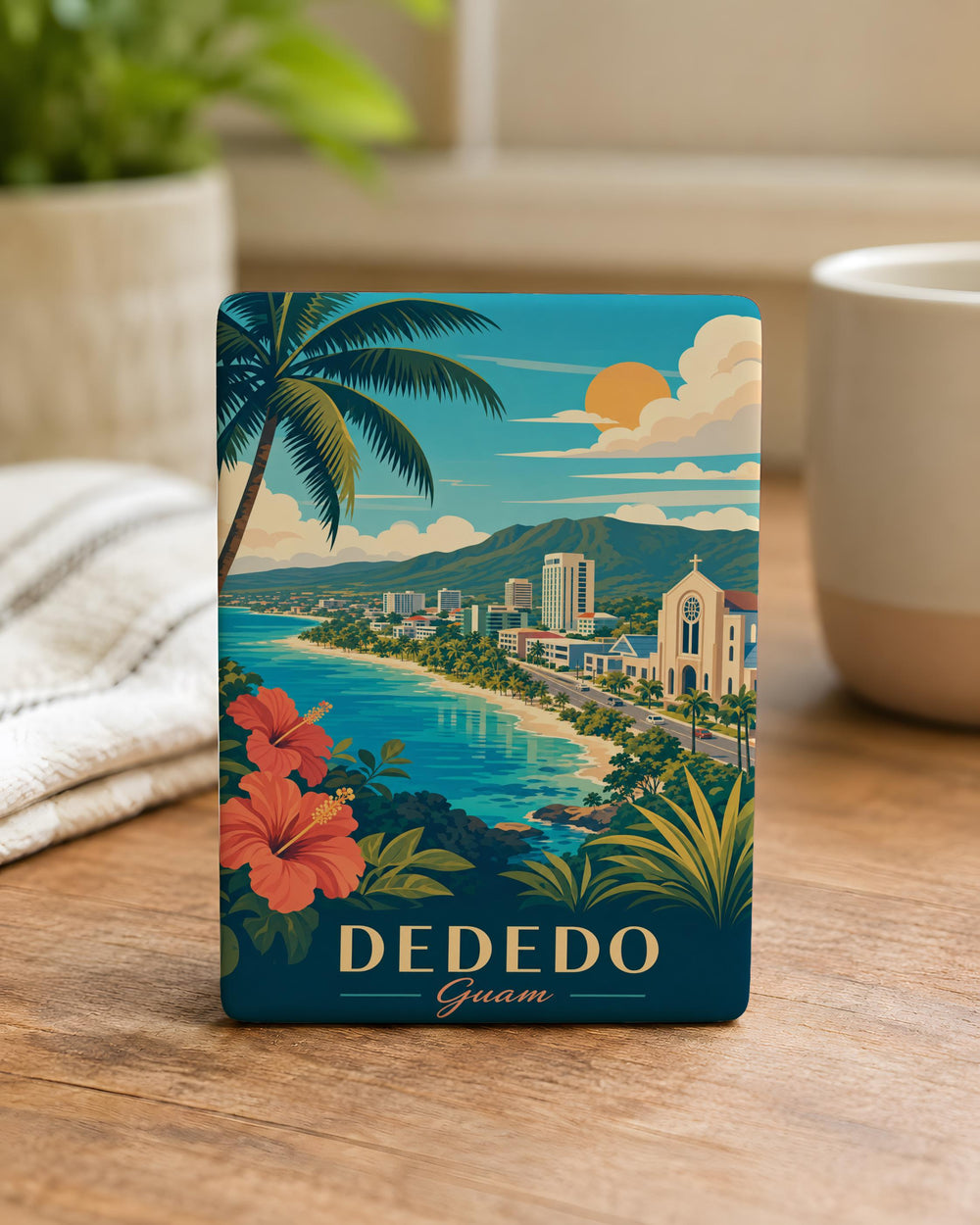 Dededo Guam Fridge Magnet, Two Lovers Point Guam Souvenir Magnet, Tumon Bay Landmark Travel Keepsake Magnet