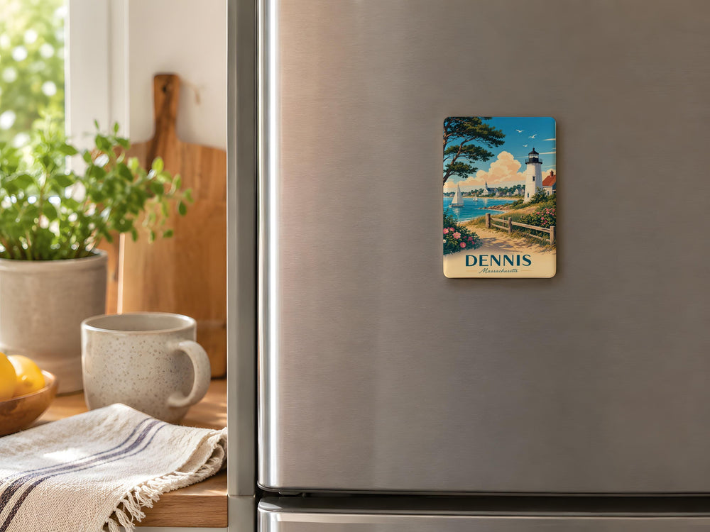 Dennis Massachusetts Fridge Magnet, Dennis MA Souvenir Magnet, Cape Cod Travel Gift, Coastal Town Keepsake Magnet