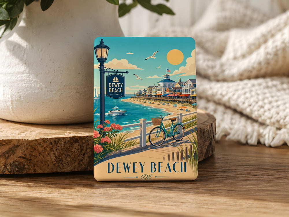 Dewey Beach DE Fridge Magnet, Delaware Beach Souvenir, Coastal Vacation Keepsake, Dewey Beach Delaware Gift