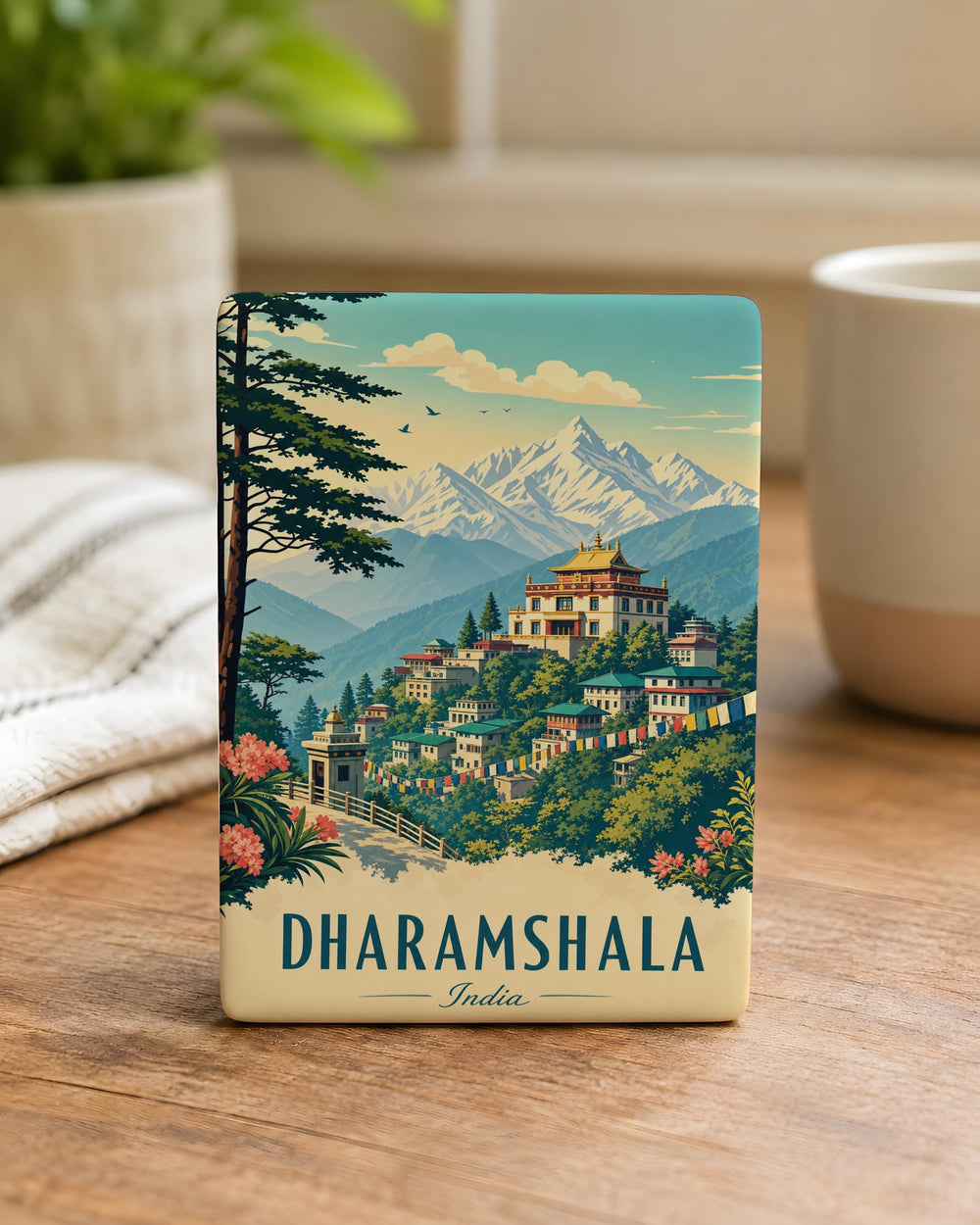 Dharamshala India Fridge Magnet, Himalayan Mountain Town Souvenir, Tibetan Culture Travel Keepsake, Himachal Pradesh Landmark Magnet